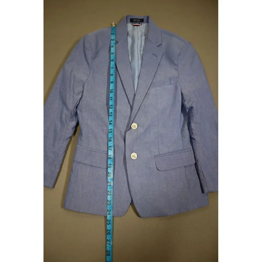 Tommy Hilfiger Boys Blue Stretch Oxford Jacket with Pinstripe Lining Size‎ 10